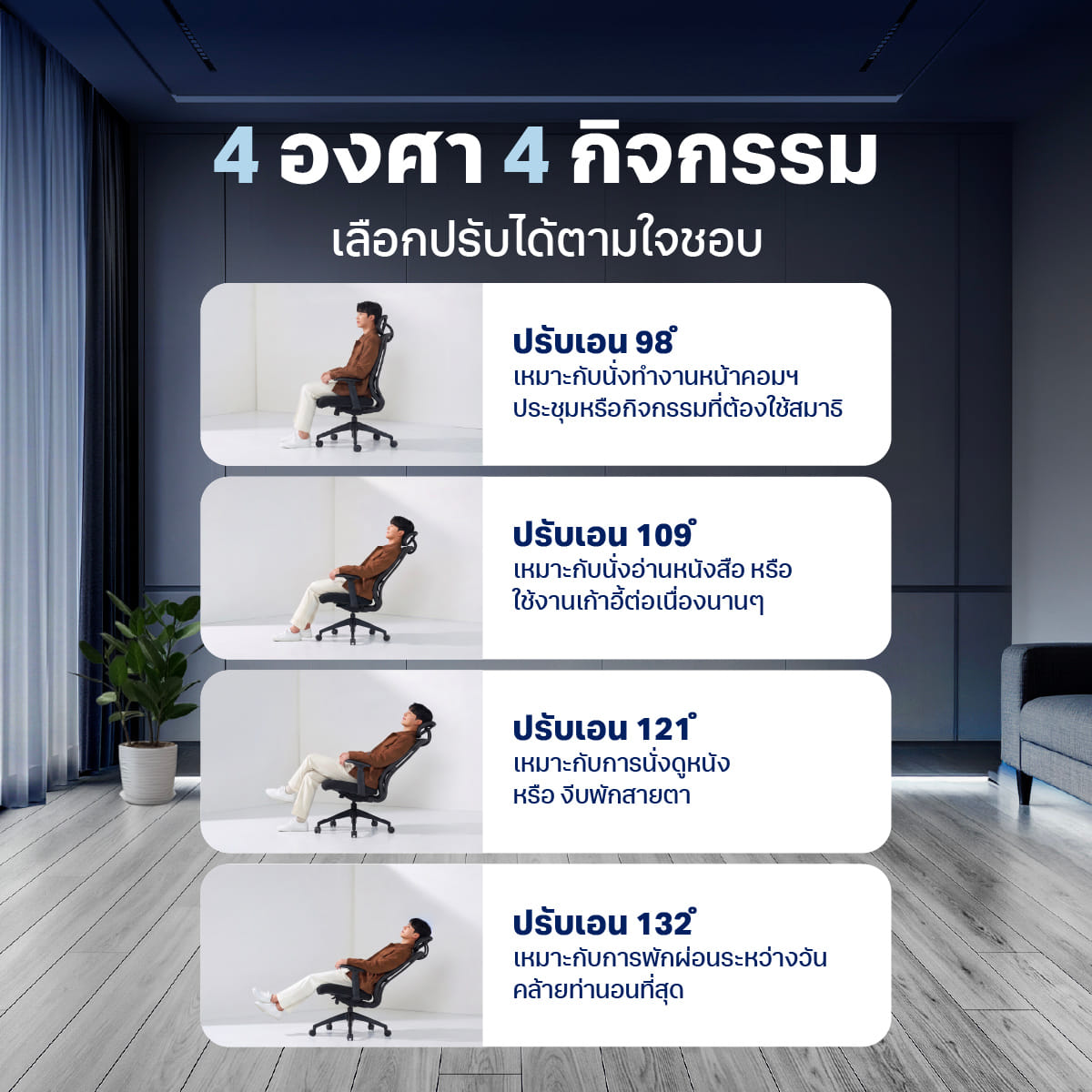 เก้าอี้ทำงานเพื่อสุขภาพ LUNIO ERGO APOLLO SMART X2 CHAIR สีดำ BLACK EDITION_5
